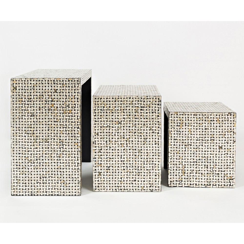 Jofran Global Archive Capiz Basket Weave Nesting Tables - Set Of 3