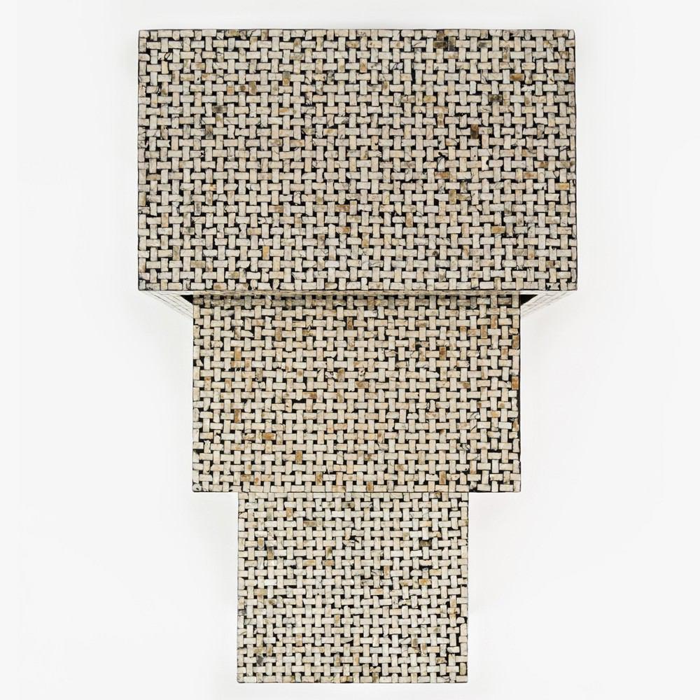 Jofran Global Archive Capiz Basket Weave Nesting Tables - Set Of 3