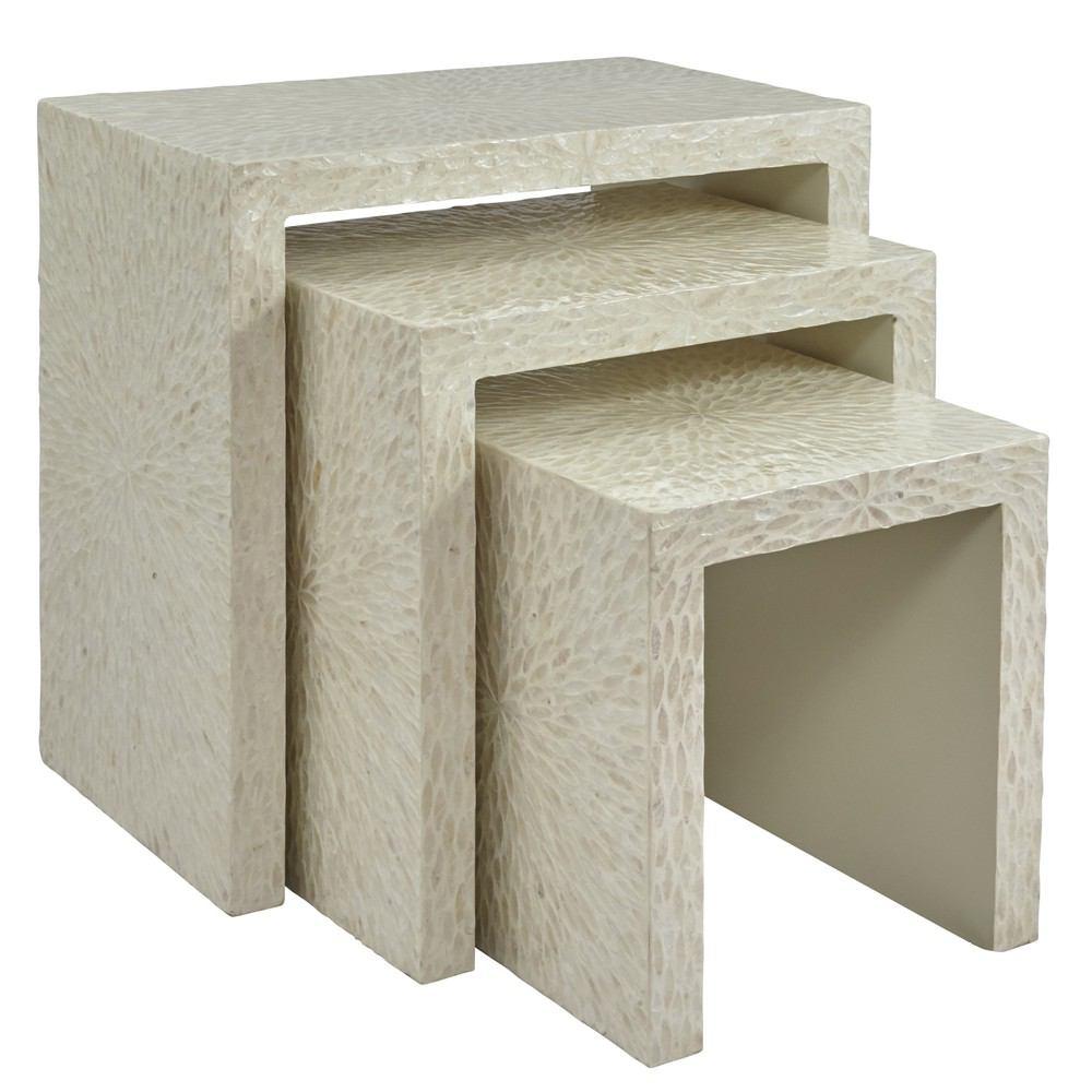 Jofran Global Archive Capiz Basket Weave Nesting Tables - Set Of 3