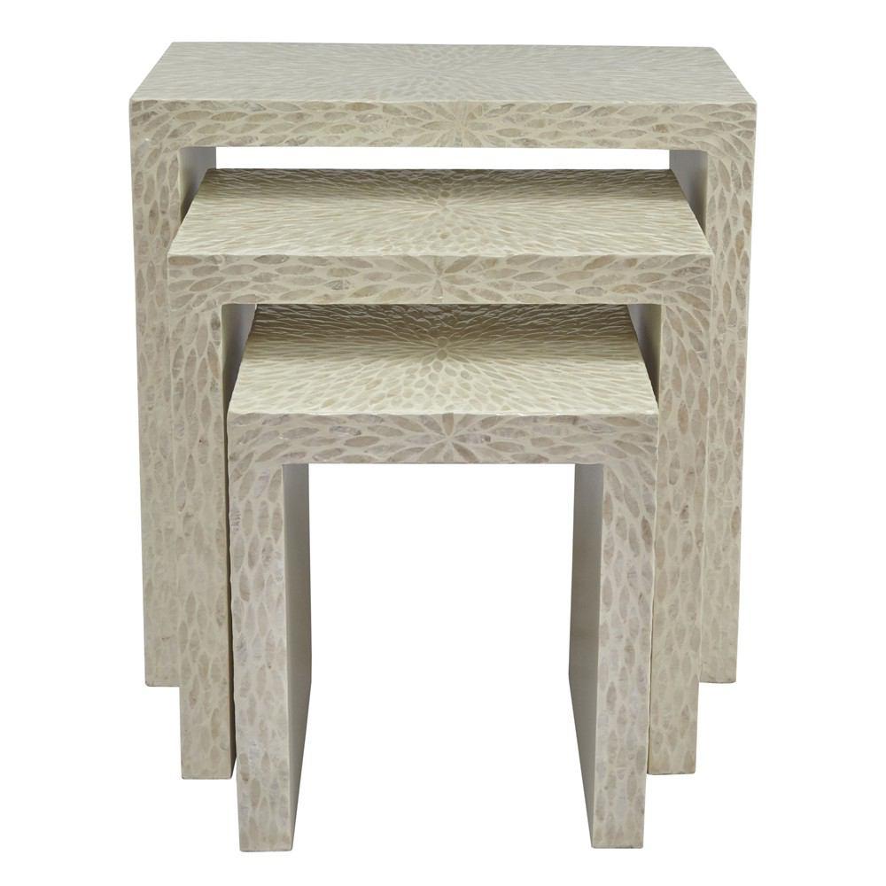 Jofran Global Archive Capiz Basket Weave Nesting Tables - Set Of 3