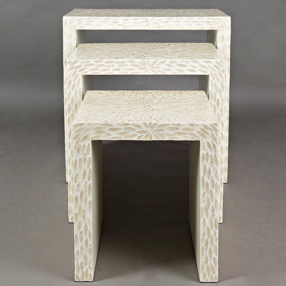 Jofran Global Archive Capiz Basket Weave Nesting Tables - Set Of 3
