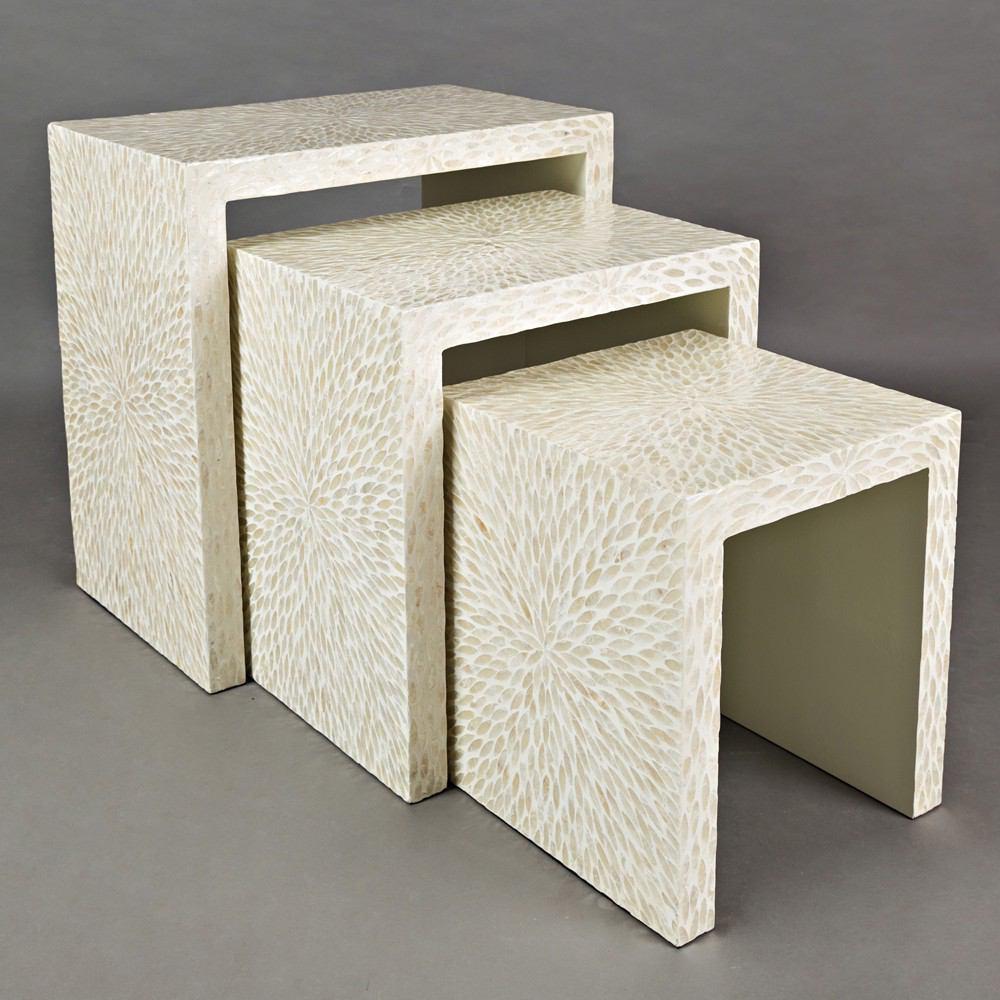 Jofran Global Archive Capiz Basket Weave Nesting Tables - Set Of 3