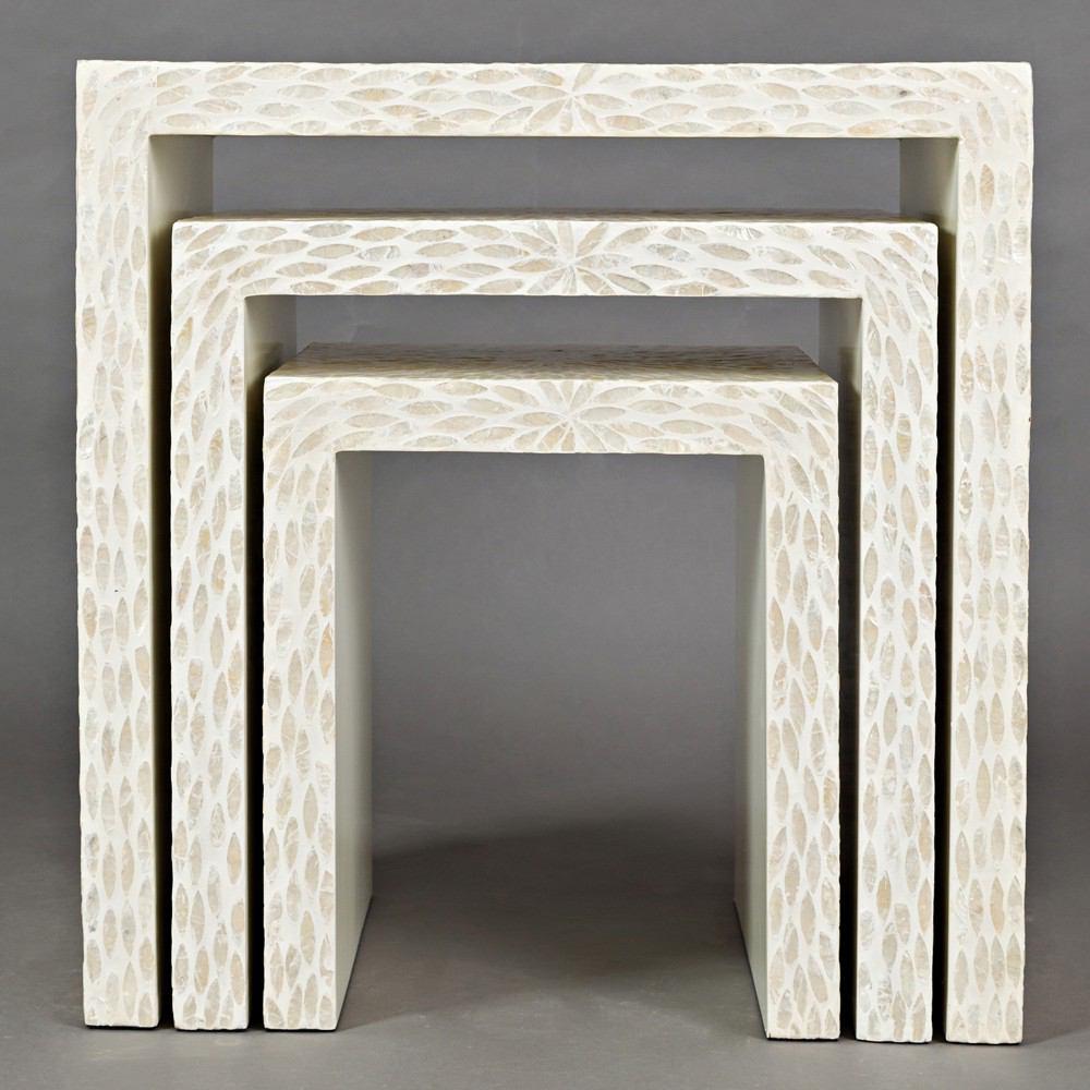 Jofran Global Archive Capiz Basket Weave Nesting Tables - Set Of 3