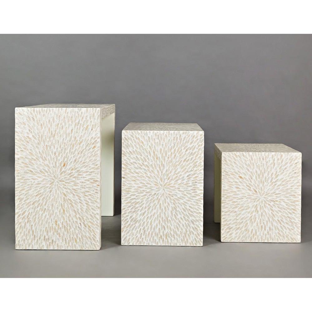Jofran Global Archive Capiz Basket Weave Nesting Tables - Set Of 3