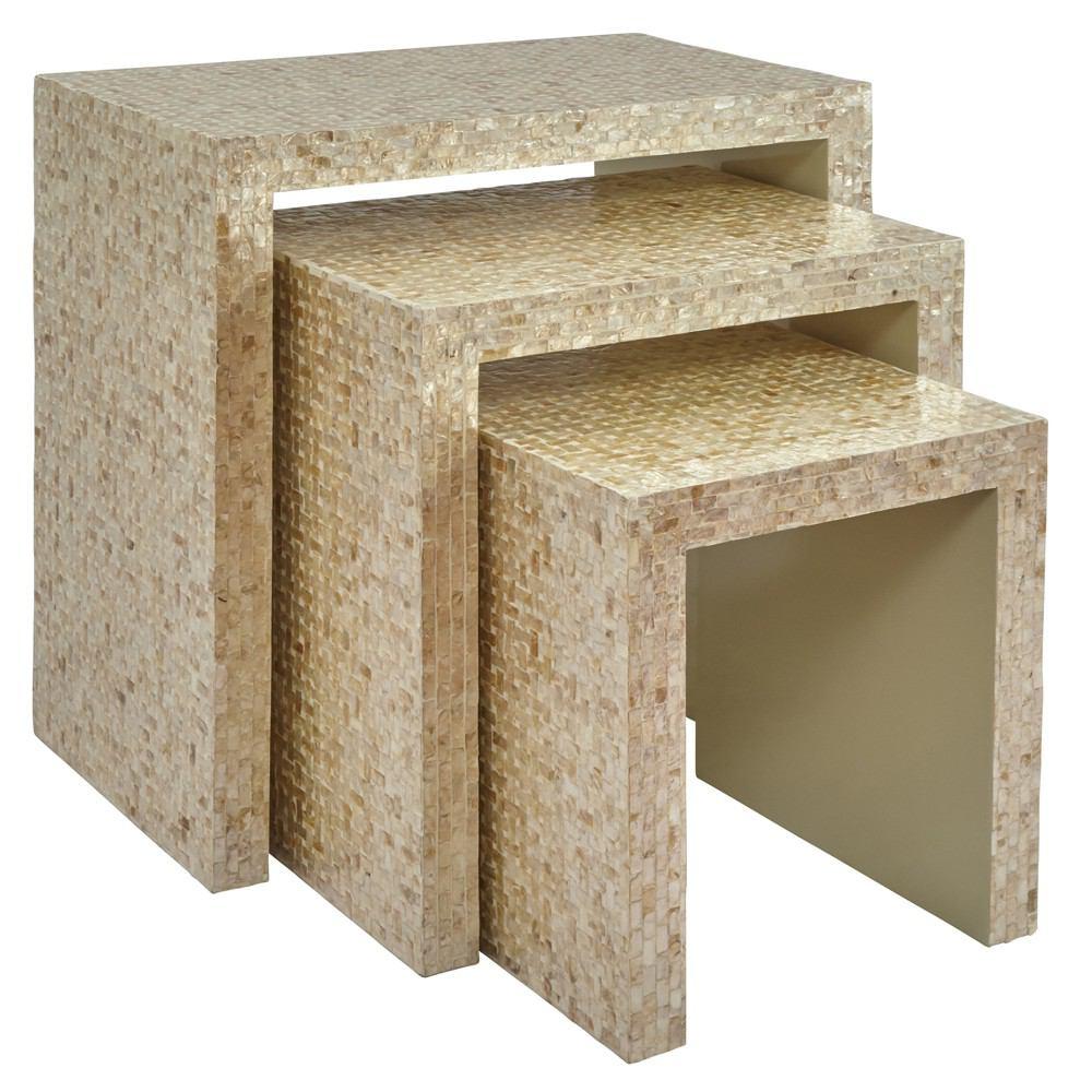 Jofran Global Archive Capiz Basket Weave Nesting Tables - Set Of 3