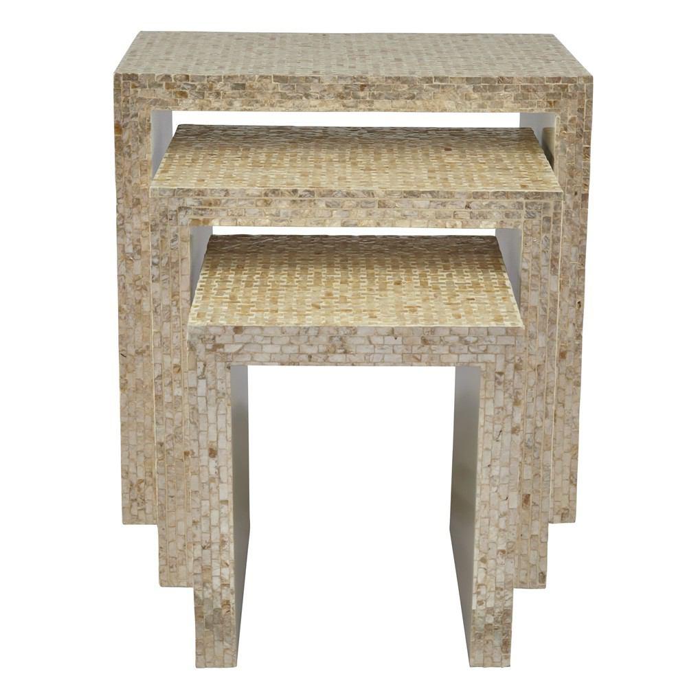 Jofran Global Archive Capiz Basket Weave Nesting Tables - Set Of 3