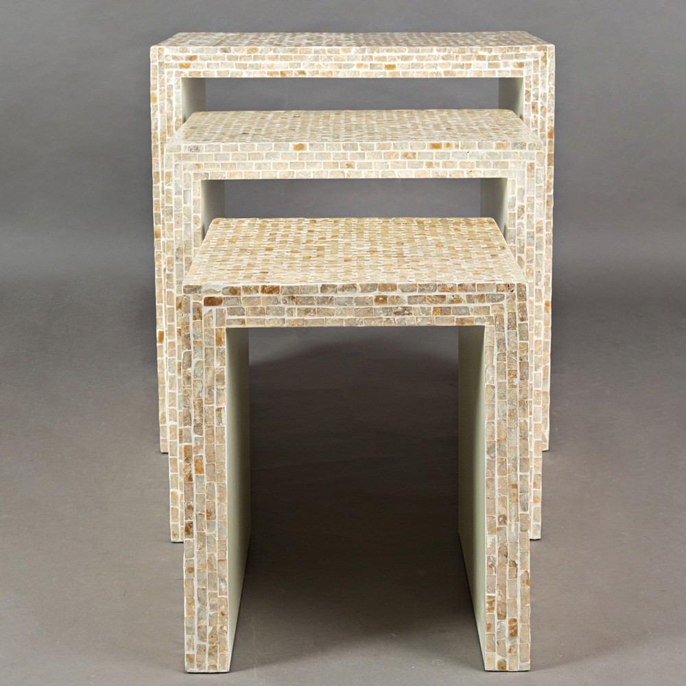 Jofran Global Archive Capiz Basket Weave Nesting Tables - Set Of 3
