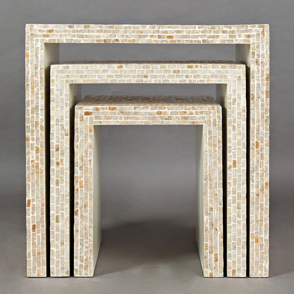 Jofran Global Archive Capiz Basket Weave Nesting Tables - Set Of 3