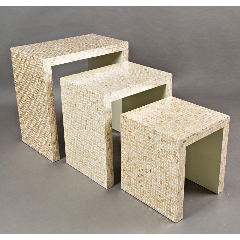 Jofran Global Archive Capiz Basket Weave Nesting Tables - Set Of 3