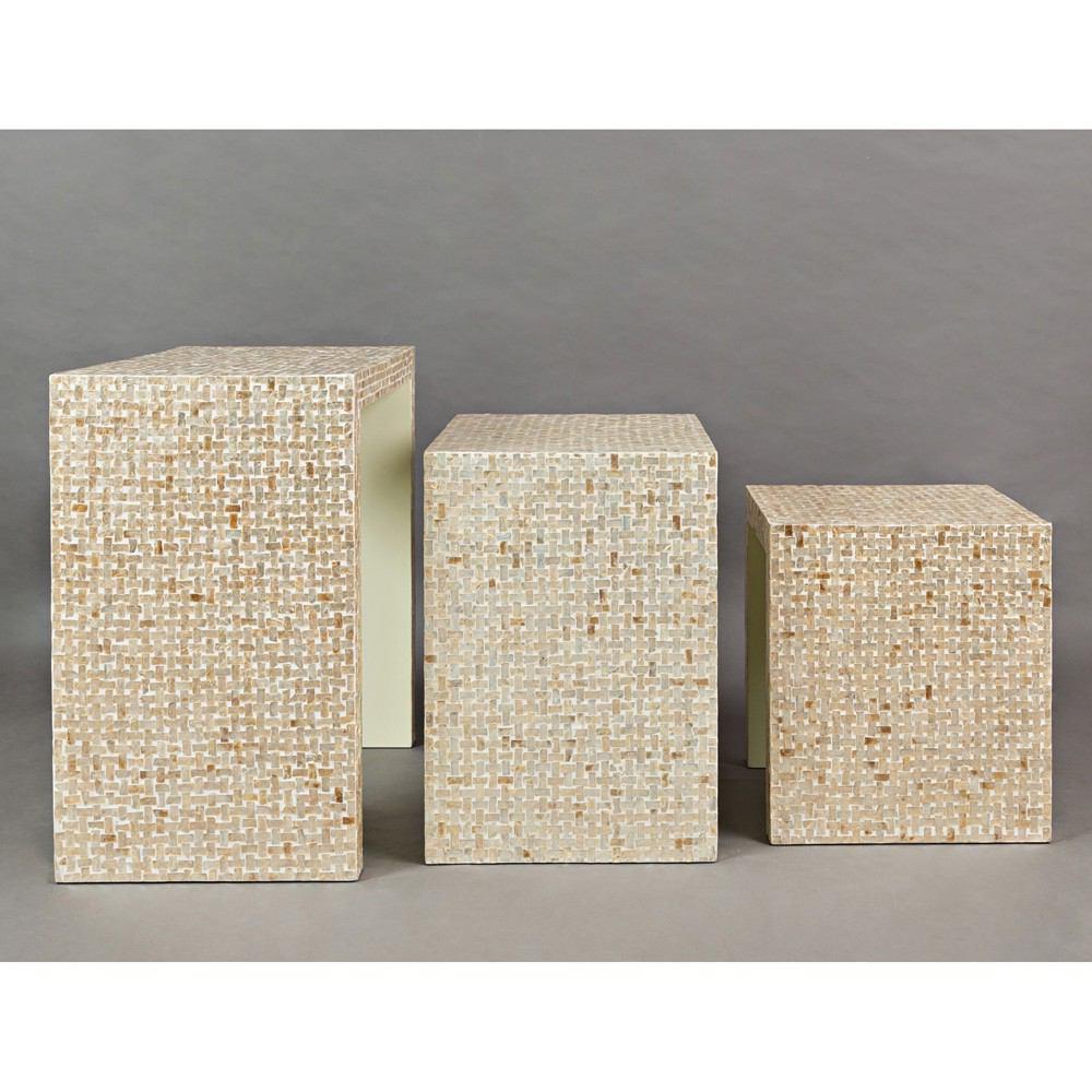 Jofran Global Archive Capiz Basket Weave Nesting Tables - Set Of 3