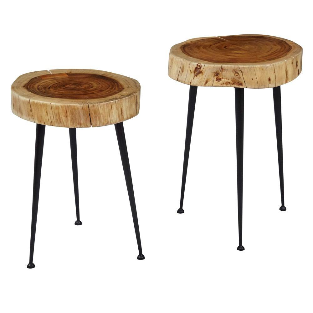 Jofran Global Archive Wood and Iron Accent Tables - Set of 2