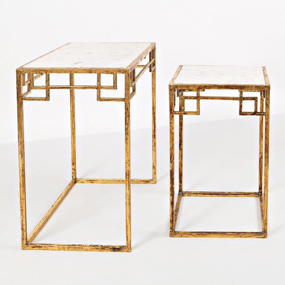 Jofran Global Archive Marble and Matte Gold Nesting Tables - Set Of 2