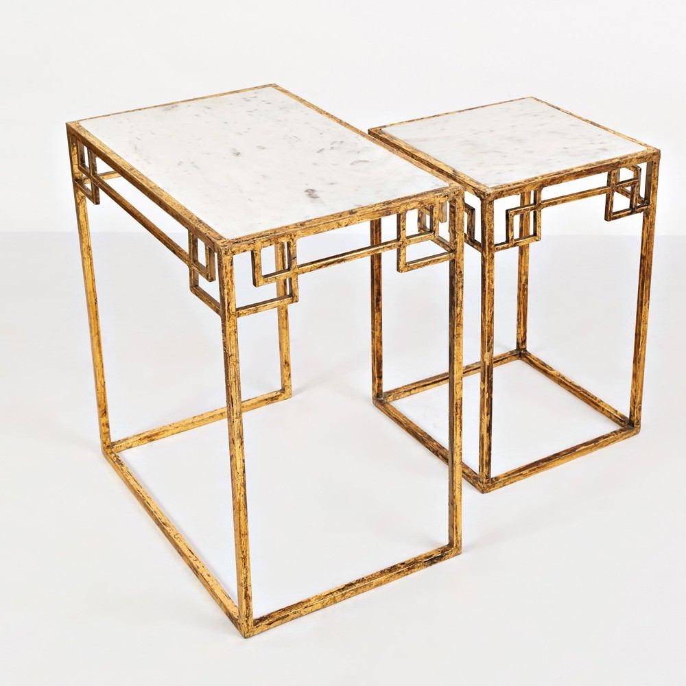Jofran Global Archive Marble and Matte Gold Nesting Tables - Set Of 2