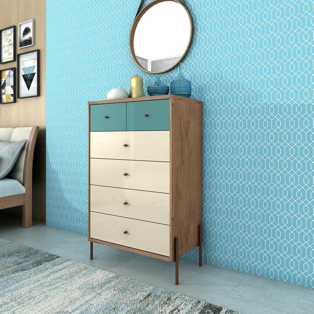 Manhattan Comfort Joy 48.43" Tall Dresser with 6 Full Extension Drawers