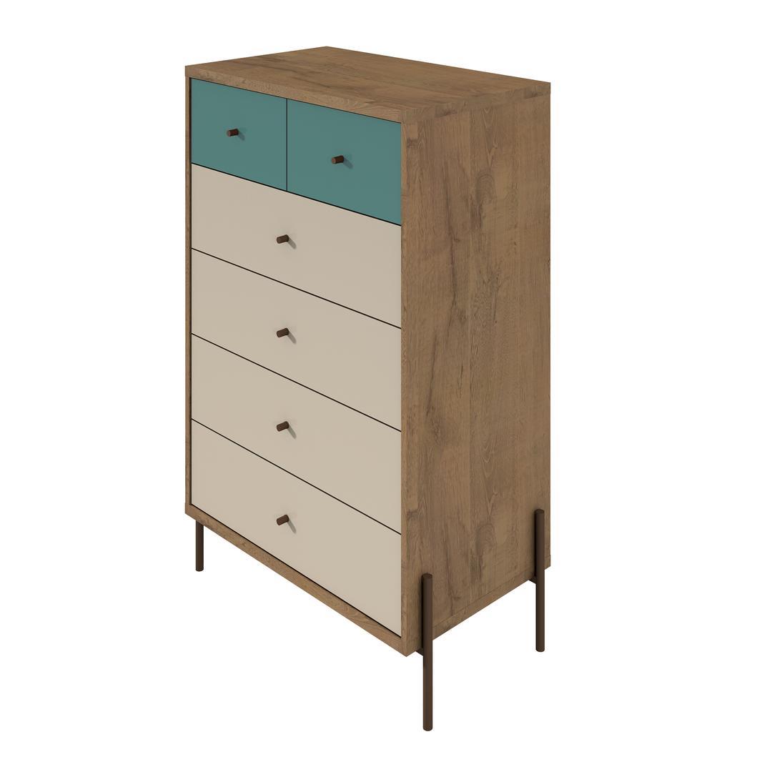 Manhattan Comfort Joy 48.43" Tall Dresser with 6 Full Extension Drawers