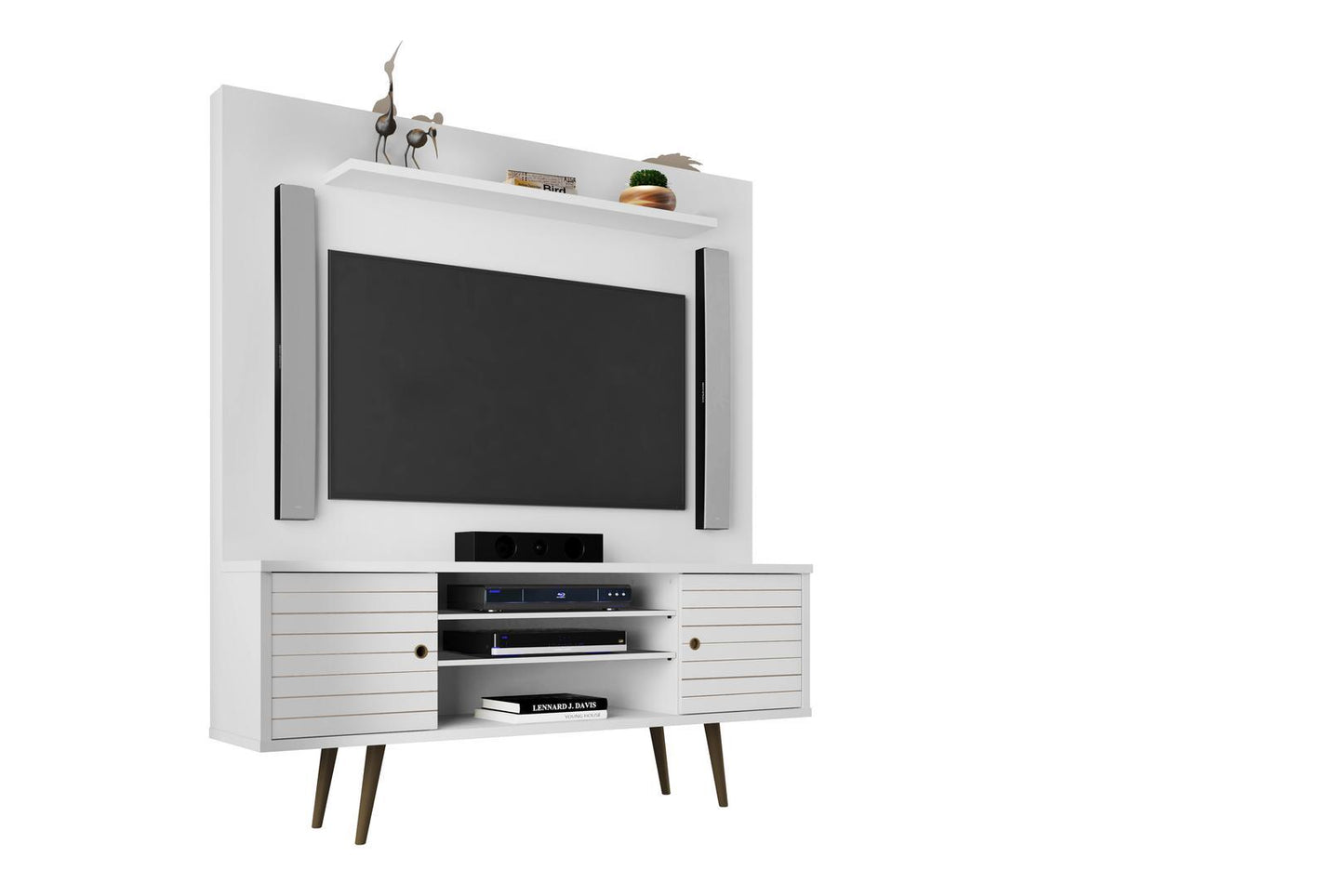 Manhattan Comfort Liberty 63" Freestanding Entertainment Center with Overhead shelf