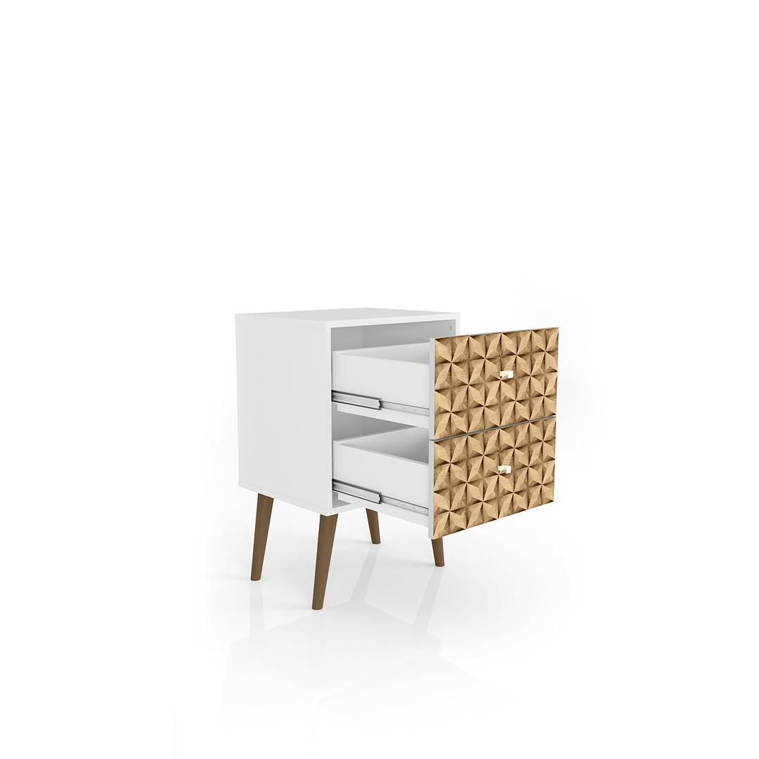 Manhattan Comfort Liberty Mid Century - Modern Nightstand 2.0 with 2 Full Extension Drawers