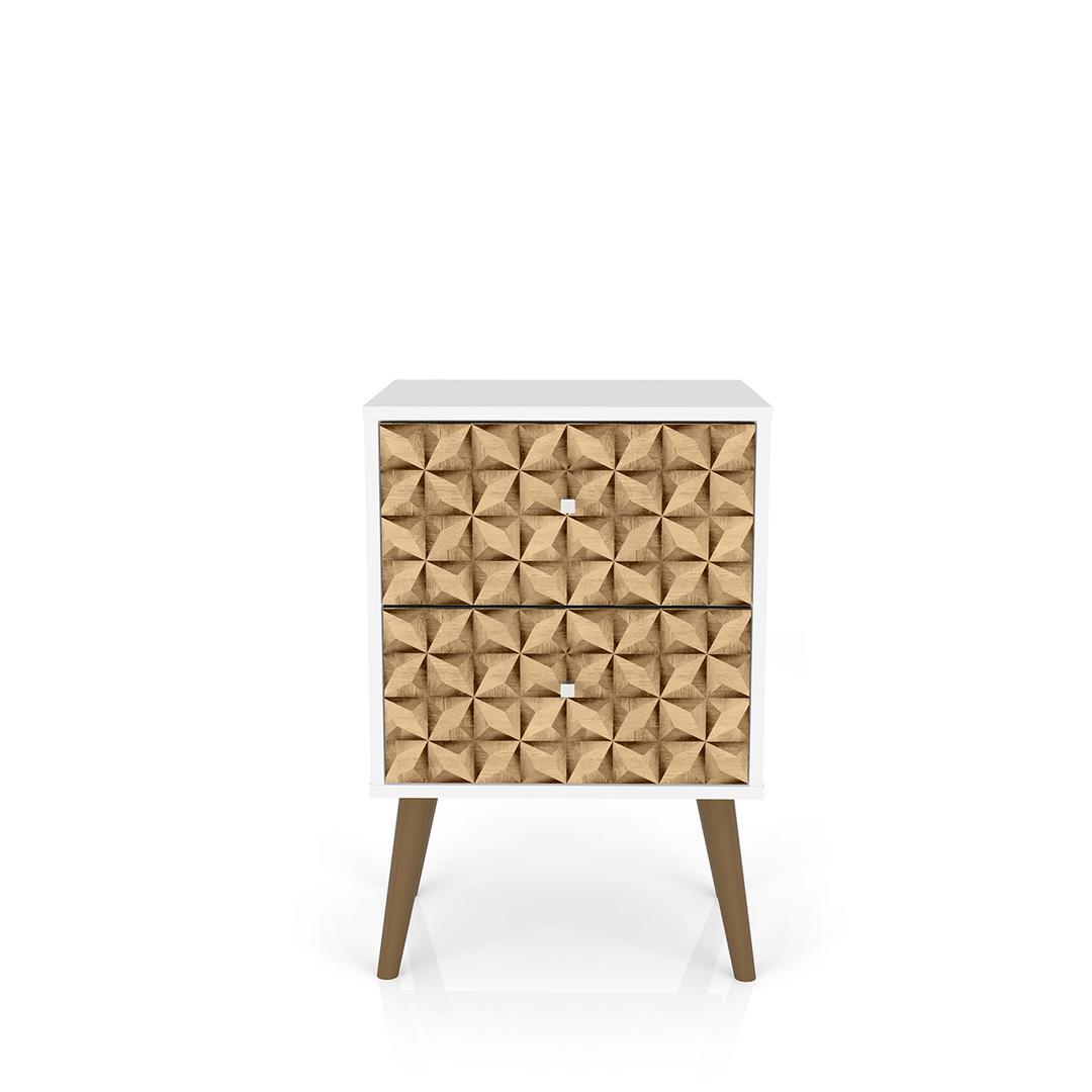 Manhattan Comfort Liberty Mid Century - Modern Nightstand 2.0 with 2 Full Extension Drawers