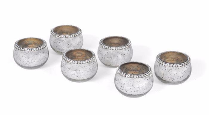 Antique Silver Round Adela Votive Candle Holders - Set Of 6 by GO Home