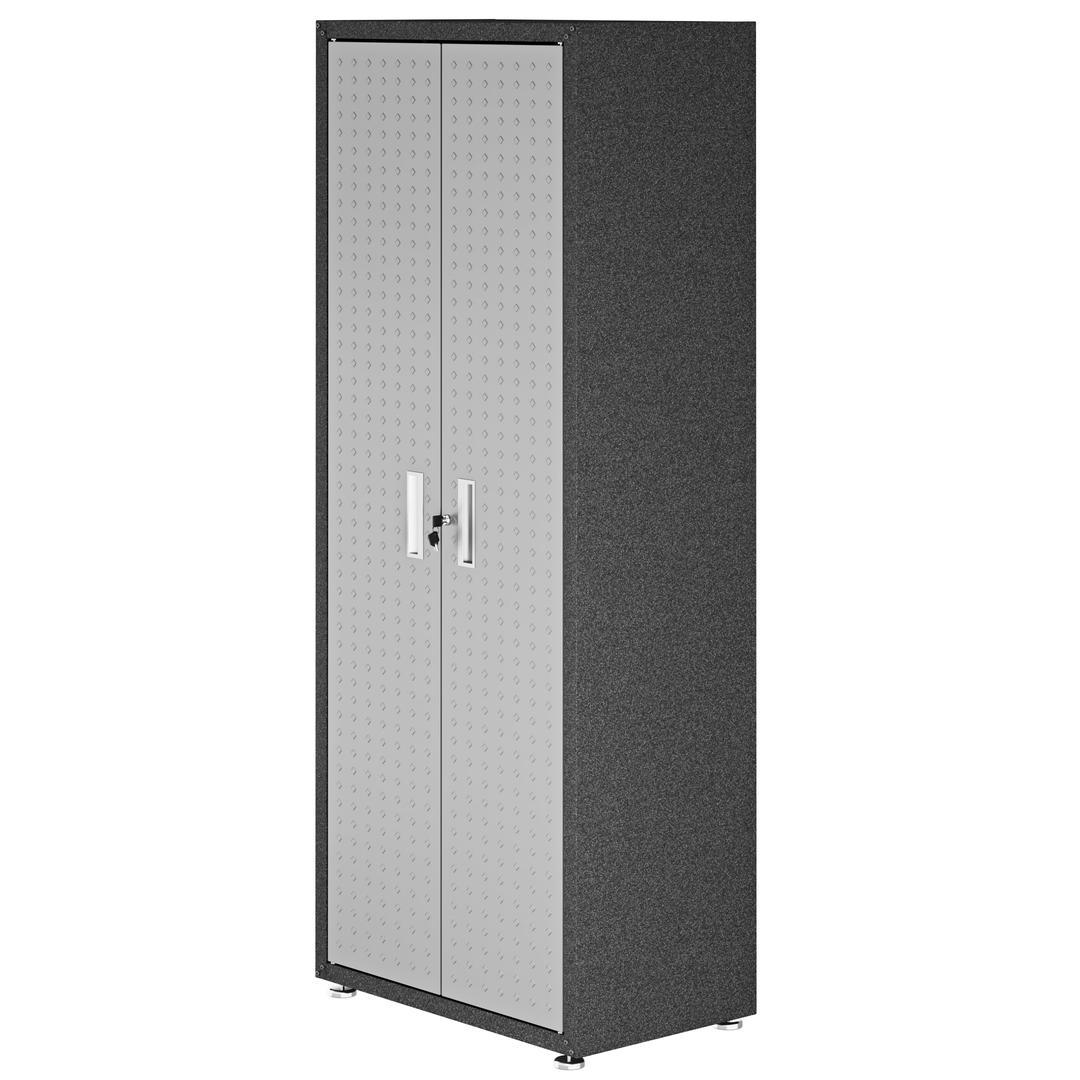 Manhattan Comfort Fortress Textured Metal 75.4" Garage Cabinet with 4 Adjustable Shelves In Grey