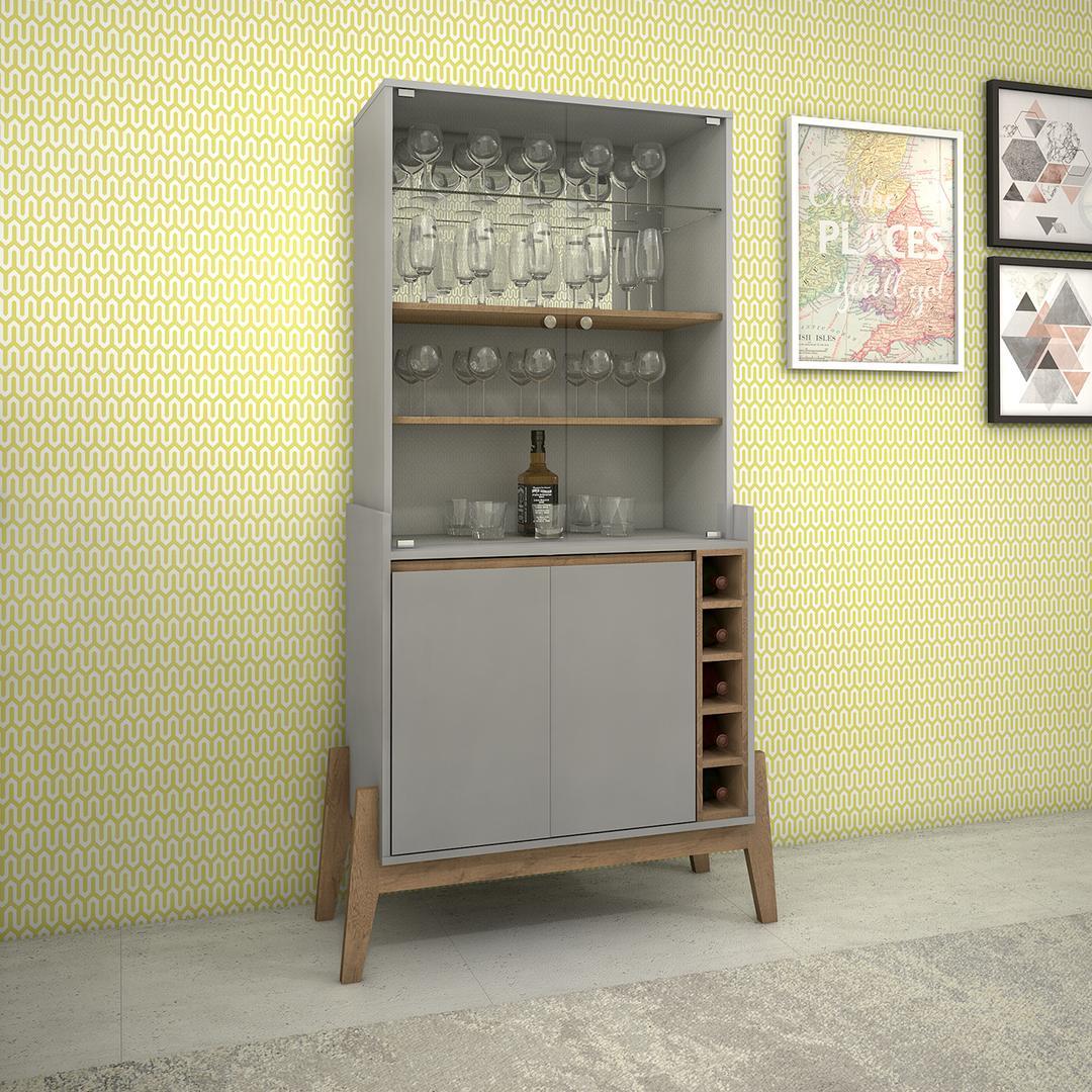Manhattan Comfort Essence 5-Bottle Wine Cabinet with 6 Shelves