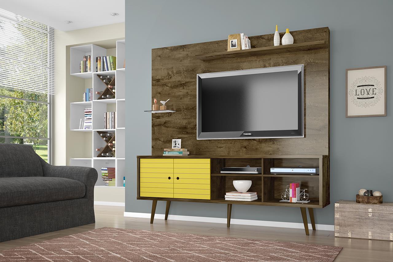 Manhattan Comfort Liberty 70.87" Freestanding Entertainment Center with Overhead shelf
