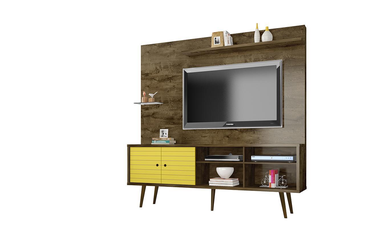 Manhattan Comfort Liberty 70.87" Freestanding Entertainment Center with Overhead shelf