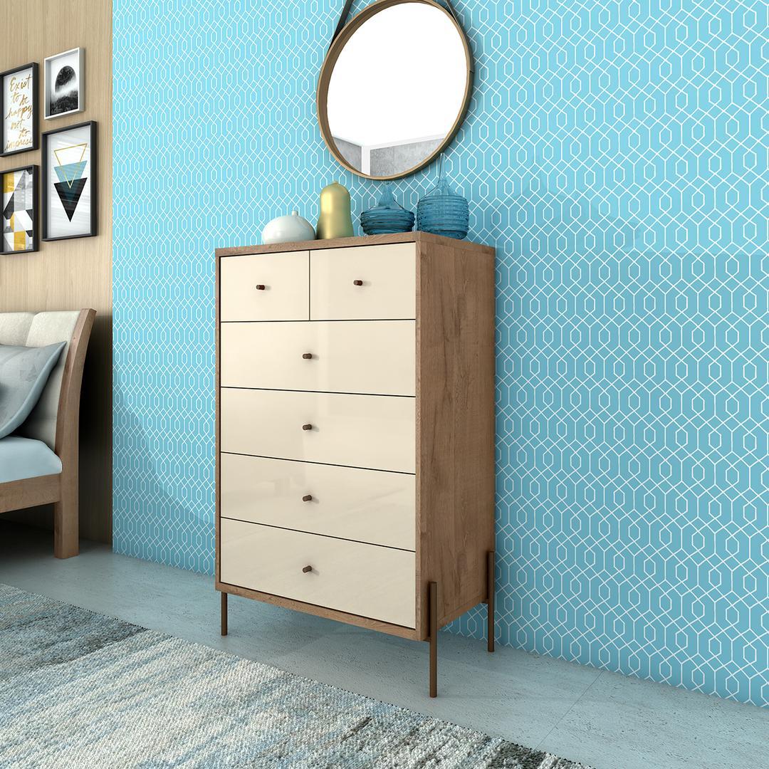 Manhattan Comfort Joy 48.43" Tall Dresser with 6 Full Extension Drawers