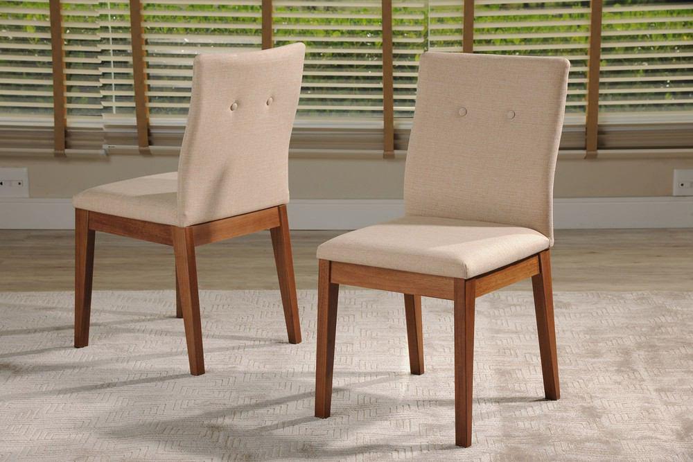 Manhattan Comfort Leroy 2-Piece Dining Chair with Stitched Buttons