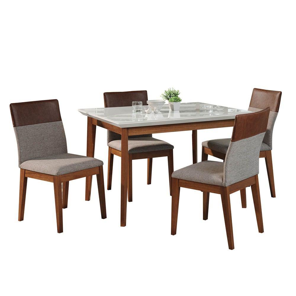 Manhattan Comfort 5-Piece Lillian 45.66" and Duke Dining Set with 4 Dining Chairs