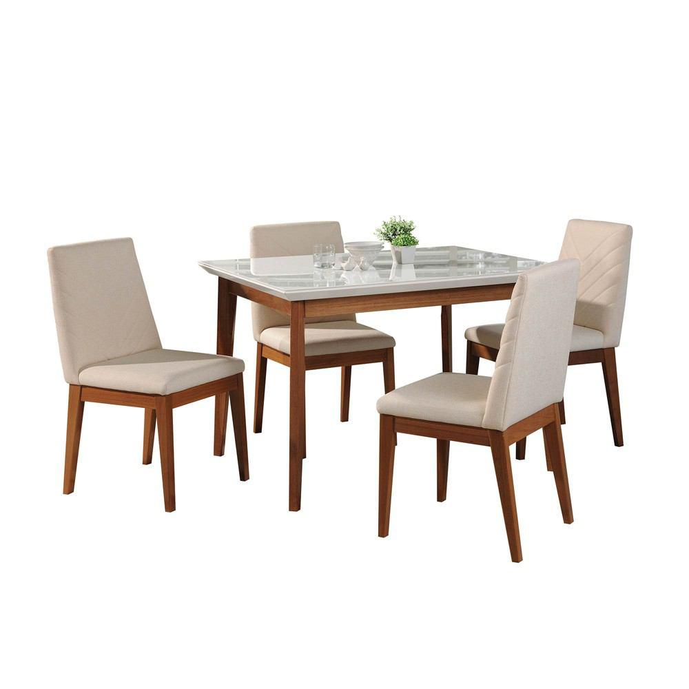 Manhattan Comfort 5-Piece Lillian 45.66" and Catherine Dining Set with 4 Dining Chairs
