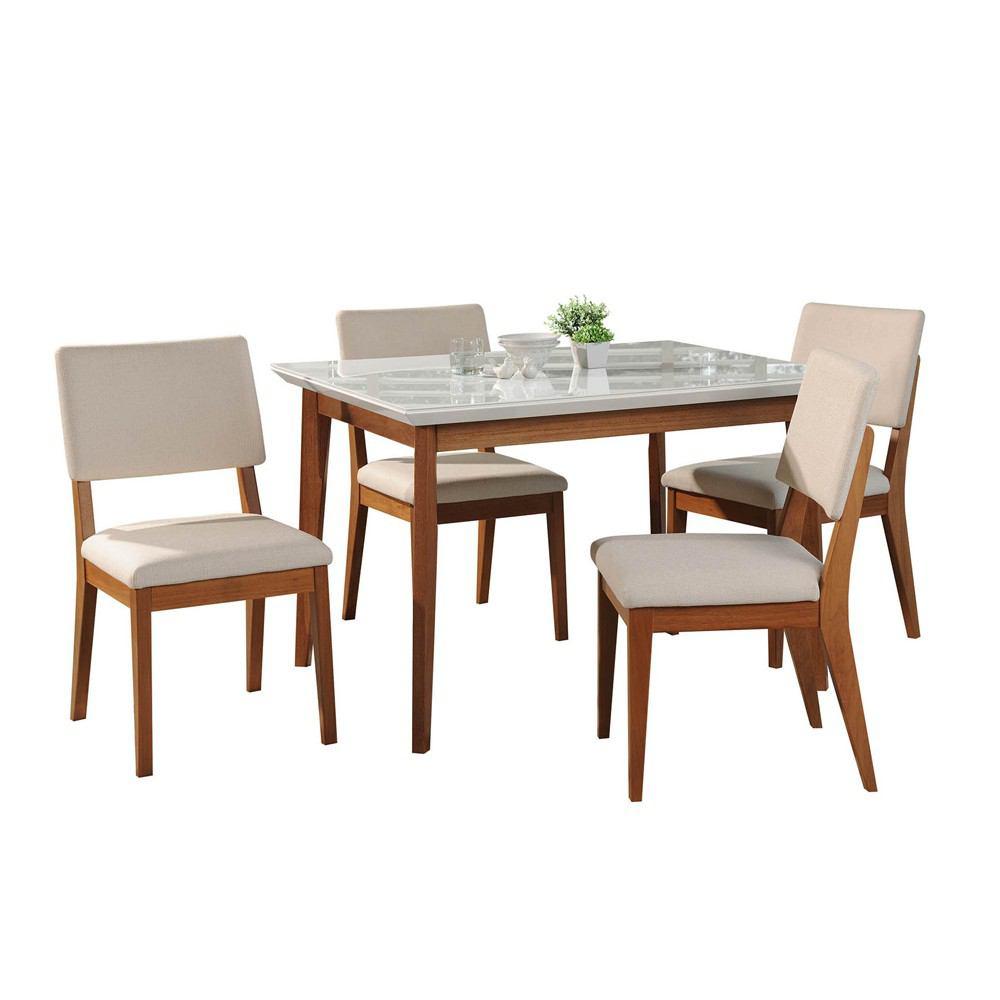Manhattan Comfort 5-Piece Lillian 45.66" and Dover Dining Set with 4 Dining Chairs