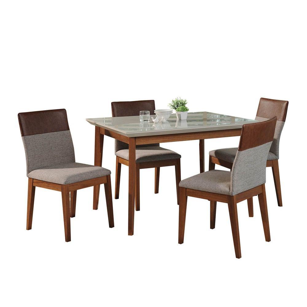 Manhattan Comfort 5-Piece Lillian 45.66" and Duke Dining Set with 4 Dining Chairs
