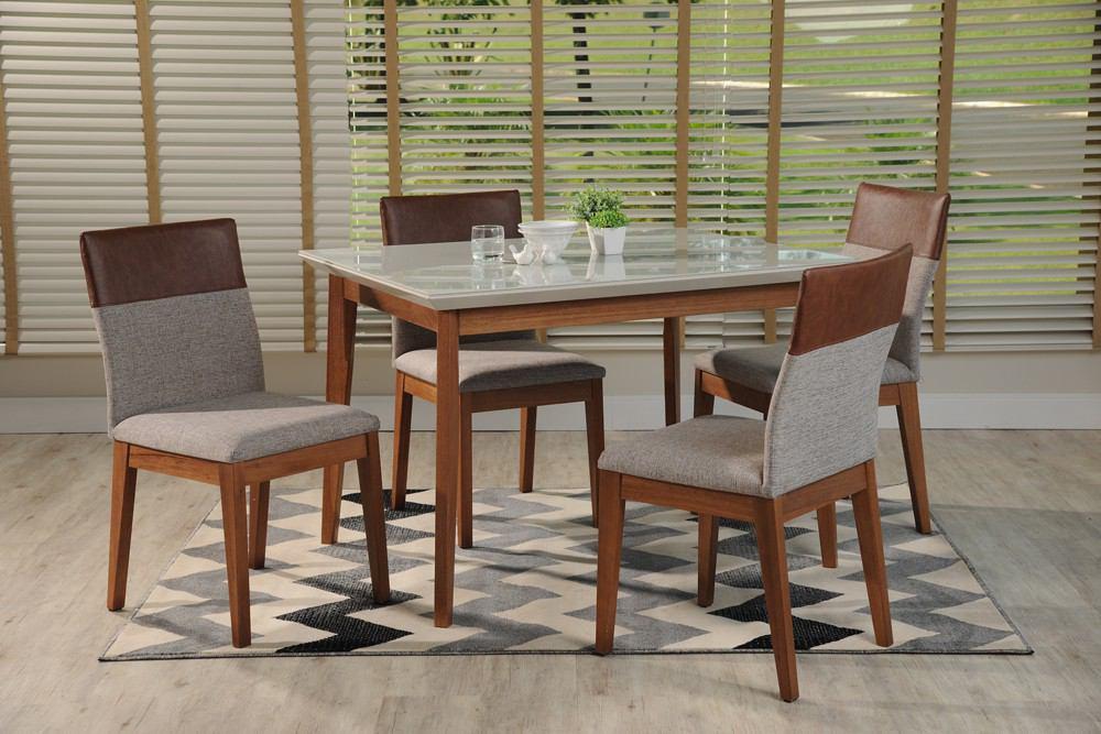 Manhattan Comfort 5-Piece Lillian 45.66" and Duke Dining Set with 4 Dining Chairs