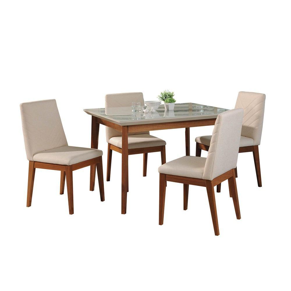Manhattan Comfort 5-Piece Lillian 45.66" and Catherine Dining Set with 4 Dining Chairs