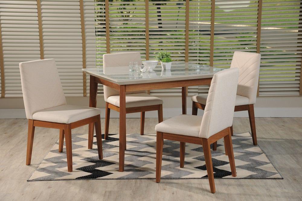 Manhattan Comfort 5-Piece Lillian 45.66" and Catherine Dining Set with 4 Dining Chairs