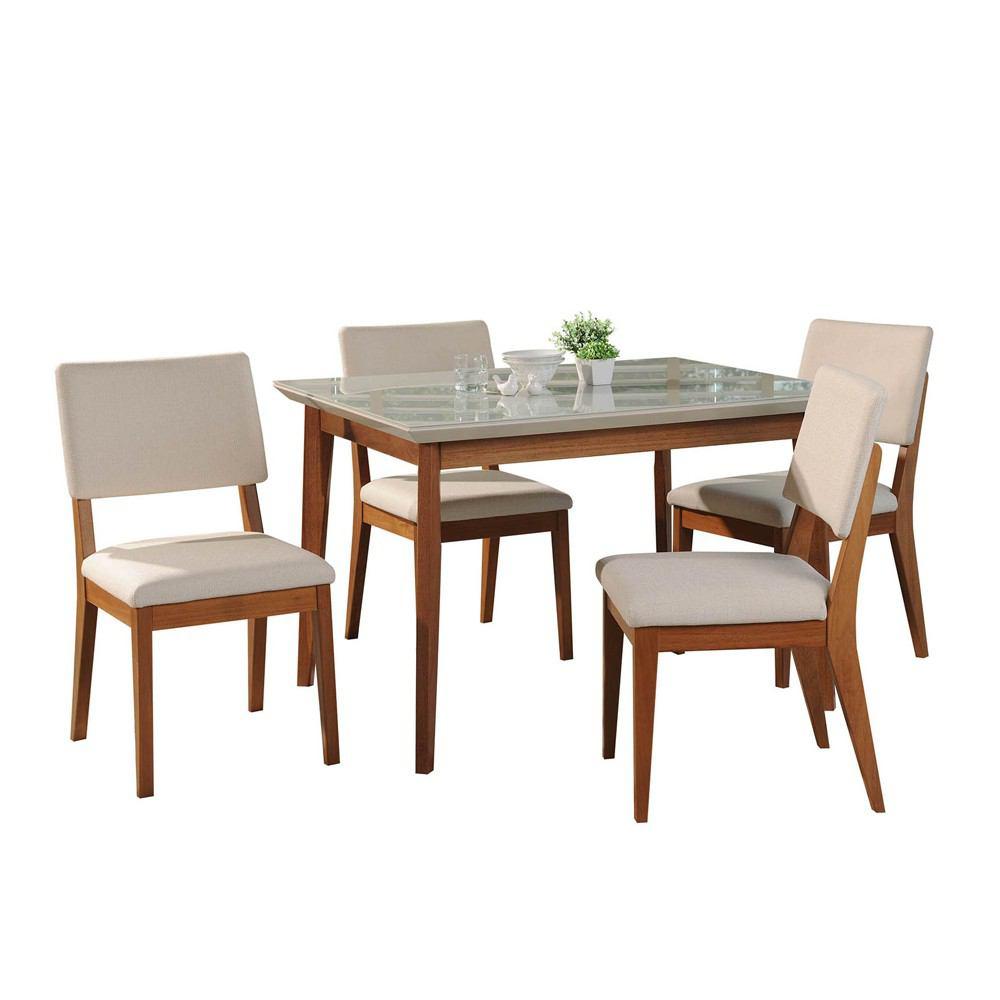 Manhattan Comfort 5-Piece Lillian 45.66" and Dover Dining Set with 4 Dining Chairs