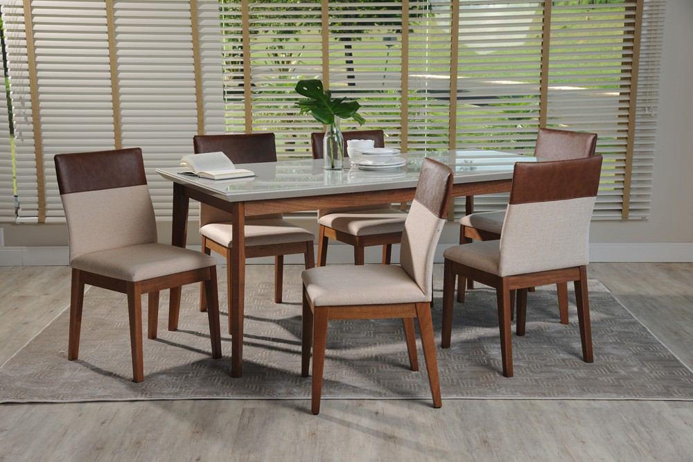 Manhattan Comfort 7-Piece Lillian 62.99" and Duke Dining Set with 6 Dining Chairs