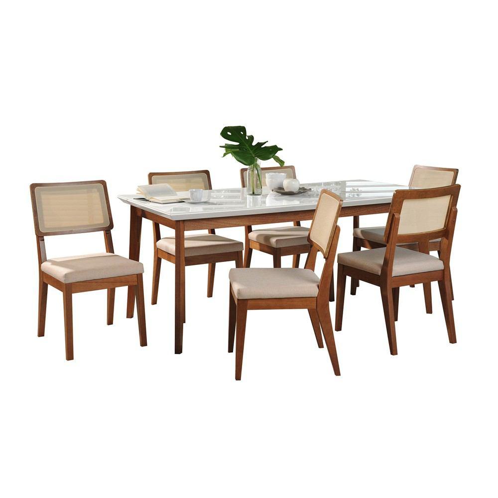 Manhattan Comfort 7-Piece Lillian 62.99" and Pell Dining Set with 6 Dining Chairs