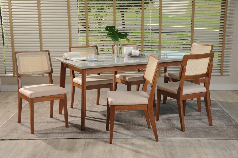Manhattan Comfort 7-Piece Lillian 62.99" and Pell Dining Set with 6 Dining Chairs