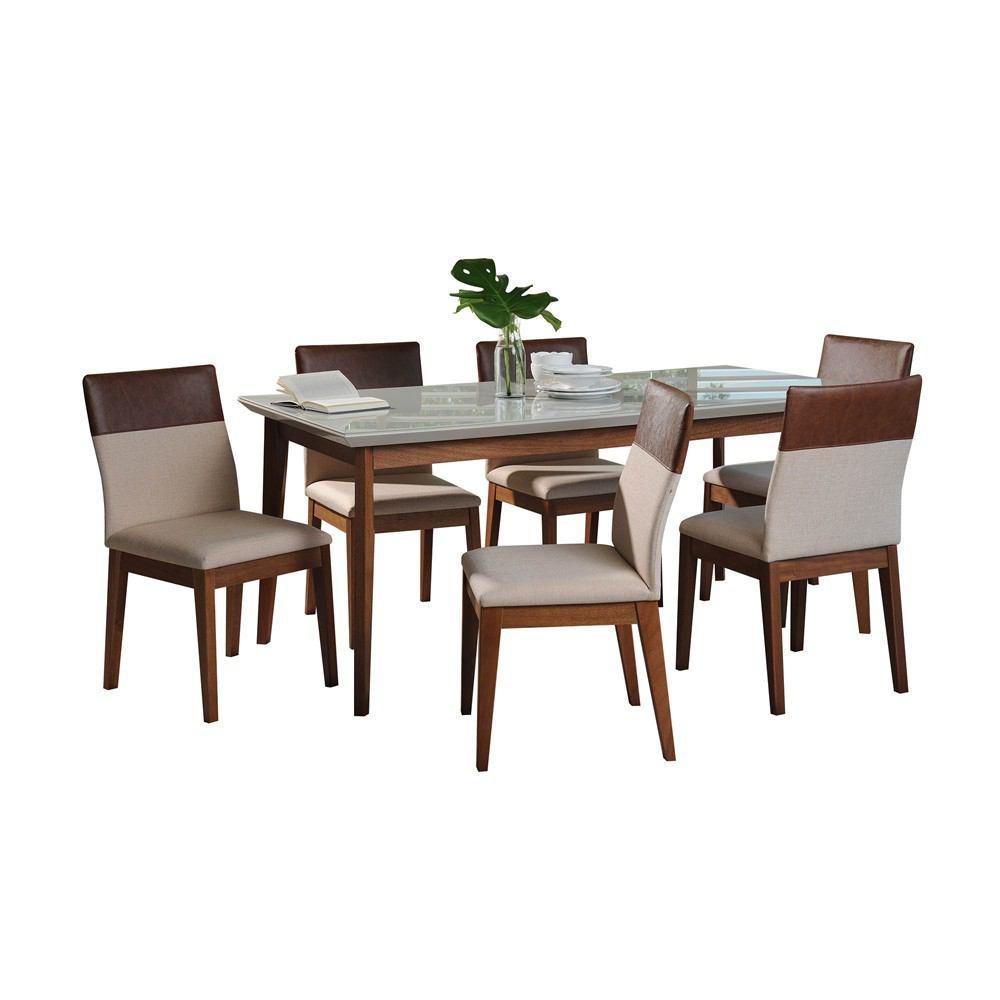Manhattan Comfort 7-Piece Lillian 62.99" and Duke Dining Set with 6 Dining Chairs