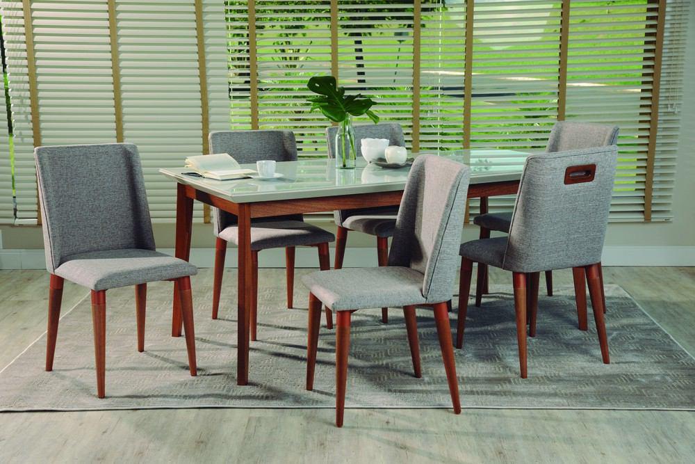 Manhattan Comfort 7-Piece Lillian 62.99" and Tampa Dining Set with 6 Dining Chairs
