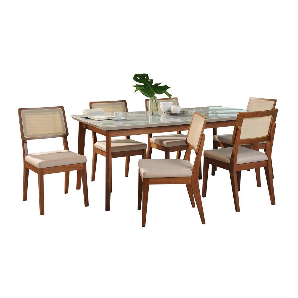 Manhattan Comfort 7-Piece Lillian 62.99" and Pell Dining Set with 6 Dining Chairs