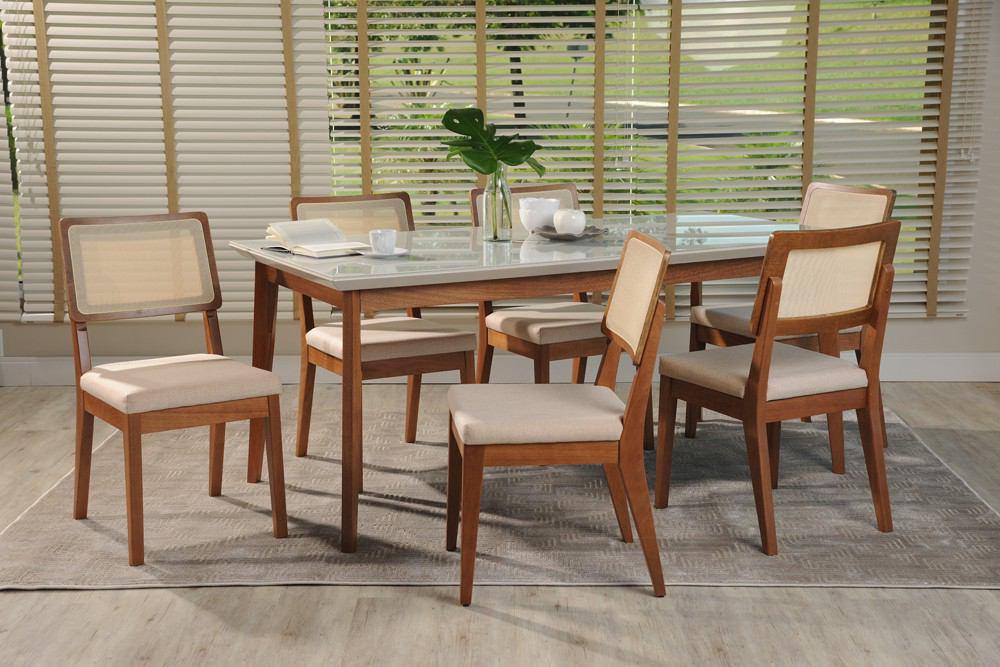 Manhattan Comfort 7-Piece Lillian 62.99" and Pell Dining Set with 6 Dining Chairs