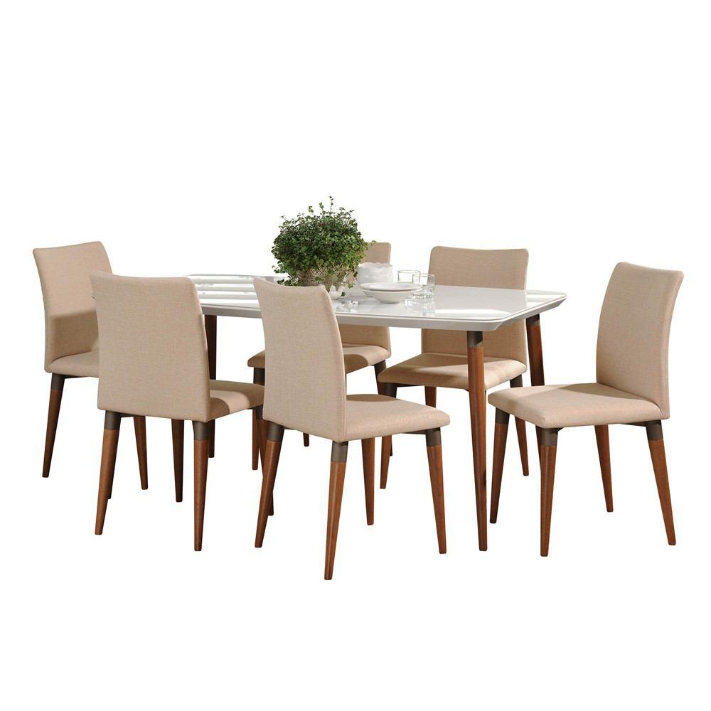 Manhattan Comfort 7-Piece Charles 62.99" Dining Set with 6 Dining Chairs