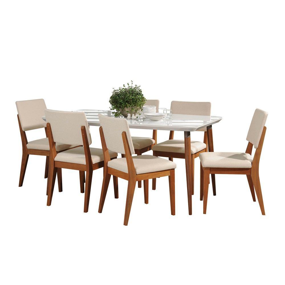 Manhattan Comfort 7-Piece Charles 62.99" and Dover Dining Set with 6 Dining Chairs
