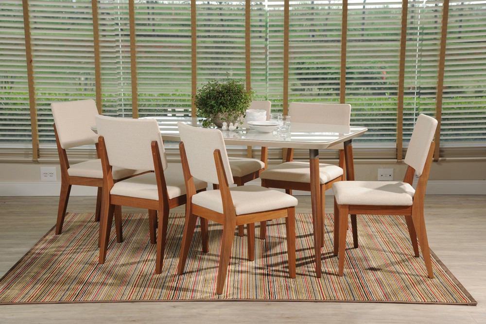 Manhattan Comfort 7-Piece Charles 62.99" and Dover Dining Set with 6 Dining Chairs