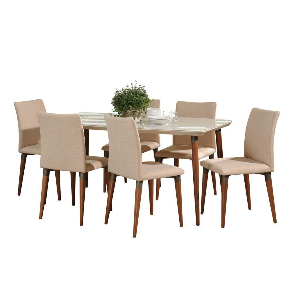 Manhattan Comfort 7-Piece Charles 62.99" Dining Set with 6 Dining Chairs