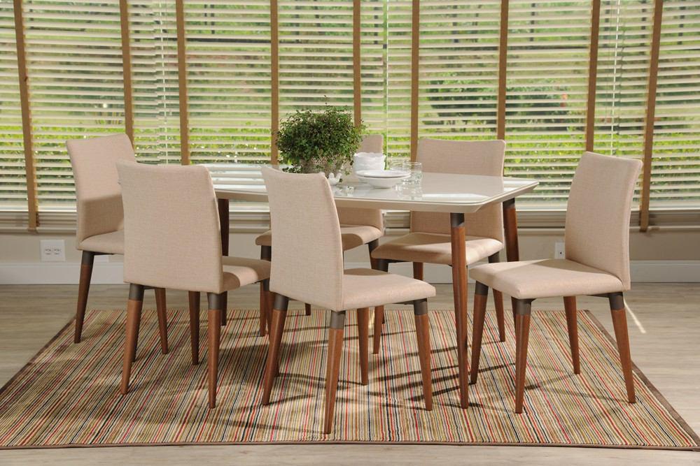 Manhattan Comfort 7-Piece Charles 62.99" Dining Set with 6 Dining Chairs