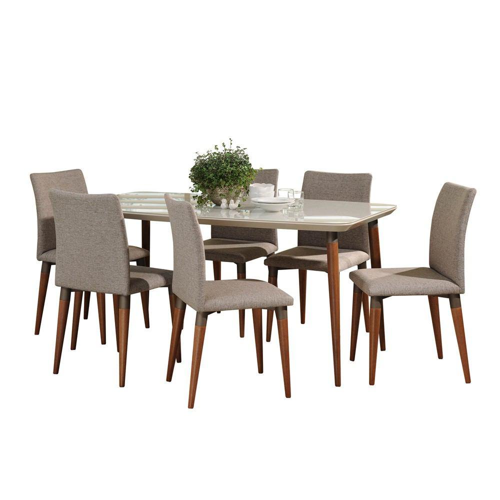 Manhattan Comfort 7-Piece Charles 62.99" Dining Set with 6 Dining Chairs
